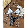 image:imageMakeMeChic Womens Polka Dots Bikini Set Halter Tie Backless Frill Trim 2 Piece SwimsuitBlack and White