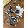 image:imageMakeMeChic Womens Polka Dots Bikini Set Halter Tie Backless Frill Trim 2 Piece SwimsuitBlack and White