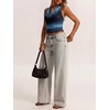 image:imageMakeMeChic Womens Polka Dots Halter Top Y2k Going Out Tops Backless Deep V Cowl Neck TopsBlue Tie Dye