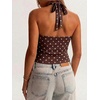 image:imageMakeMeChic Womens Polka Dots Halter Top Y2k Going Out Tops Backless Deep V Cowl Neck TopsBlue Tie Dye