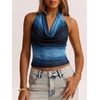 image:imageMakeMeChic Womens Polka Dots Halter Top Y2k Going Out Tops Backless Deep V Cowl Neck TopsBlue Tie Dye