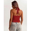 image:imageMakeMeChic Womens Polka Dots Halter Top Y2k Going Out Tops Backless Deep V Cowl Neck TopsBurgundy