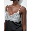 image:imageMakeMeChic Womens Satin Lace Camisole Top V Neck Sleeveless Going Out Party Tank TopsBlack a