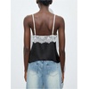 image:imageMakeMeChic Womens Satin Lace Camisole Top V Neck Sleeveless Going Out Party Tank TopsBlack a