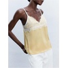 image:imageMakeMeChic Womens Satin Lace Camisole Top V Neck Sleeveless Going Out Party Tank TopsYellow
