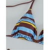 image:imageMakeMeChic Womens Striped Bikini Sets Halter Triangle Tie Side Thong 2 Piece Bathing SuitBlue and Brown