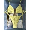 image:imageMakeMeChic Womens Summer Floral Bikini Sets Halter Triangle Tie Backless 2 Piece SwimsuitsYellow