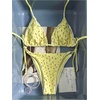 image:imageMakeMeChic Womens Summer Floral Bikini Sets Halter Triangle Tie Backless 2 Piece SwimsuitsYellow