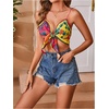 image:imageMakeMeChic Womens Summer Floral Halter Tops Tie Front Backless Crop Tank Top Sleeveless Beach Vacation OutfitsMulticolor