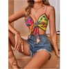image:imageMakeMeChic Womens Summer Floral Halter Tops Tie Front Backless Crop Tank Top Sleeveless Beach Vacation OutfitsMulticolor