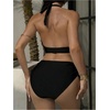 image:imageMakeMeChic Womens Tankini Swimsuits Summer Draped Backless Halter High Cut Two Piece Bathing SuitsBlack