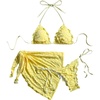 image:imageMAKEMECHIC Womens 3 Piece Summer Bathing Suit Floral Lace Seashell Triangle Bikini Sets with Beach SarongsPale Yellow
