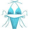 image:imageMakeMeChic Womens 2 Piece Bikini Sets Halter Triangle High Cut Thong Bathing SuitsBlue