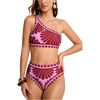 image:imageMakeMeChic Womens 2 Piece Bikini Sets One Shoulder Graphic Print Backless Beach Boho Vacation SwimsuitsPink