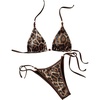 image:imageMakeMeChic Womens 2 Piece Sequin Cheetah Print Bikini Set Halter Sparkly String Bathing SuitsMulticolor