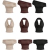 image:imageMakeMeChic Womens 3 Pack Off The Shoulder Halter Crop Tank Top Draped Fitted Going Out TopsApricot Brown Black