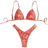 image:imageMakeMeChic Womens Bikini Sets Floral Print Spaghetti Strap High Cut Swimsuit BeachwearOrange
