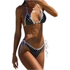 image:imageMakeMeChic Womens Polka Dots Bikini Set Halter Tie Backless Frill Trim 2 Piece SwimsuitBlack and White