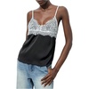 image:imageMakeMeChic Womens Satin Lace Camisole Top V Neck Sleeveless Going Out Party Tank TopsBlack a