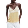 image:imageMakeMeChic Womens Satin Lace Camisole Top V Neck Sleeveless Going Out Party Tank TopsYellow