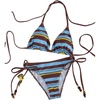 image:imageMakeMeChic Womens Striped Bikini Sets Halter Triangle Tie Side Thong 2 Piece Bathing SuitBlue and Brown