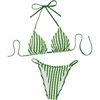 image:imageMakeMeChic Womens Striped Triangle Bikini Set Halter String Tie Backless Bathing SuitGreen