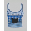 image:imageMAKEMECHIC Womens Plaid Cat Print Camisole Crop Tops Spaghetti Strap Sleeveless Cute Top Y2KBlue