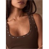 image:imageMAKEMECHIC Womens Summer Punk Y2K Tank Top Rivet Studded Wide Strap Sleeveless Crop TopsCoffee Brown