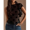 image:imageMAKEMECHIC Womens Summer Tank Tops Polka Dots Mesh Crew Neck Ruffle Fitted Y2K TopsBlack