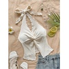 image:imageMakeMeChic Womens Backless Halter Tank Top Twist Sexy Cute Summer Going Out TopsBeige