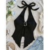 image:imageMakeMeChic Womens Backless Halter Tank Top Twist Sexy Cute Summer Going Out TopsBuckle Black