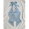 image:imageMakeMeChic Womens Backless Halter Tank Top Twist Sexy Cute Summer Going Out TopsLight Blue