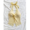 image:imageMakeMeChic Womens Backless Halter Tank Top Twist Sexy Cute Summer Going Out TopsYellow