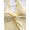 image:imageMakeMeChic Womens Backless Halter Tank Top Twist Sexy Cute Summer Going Out TopsYellow