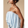 image:imageMakeMeChic Womens Bubble Hem Camisole Ruffle Layered Spaghetti Strap Cute TopsBlue