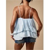 image:imageMakeMeChic Womens Bubble Hem Camisole Ruffle Layered Spaghetti Strap Cute TopsBlue