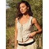 image:imageMakeMeChic Womens Corset Floral Embroidery Faux Suede Renaissance Costume Lace up Front Vest TopsApricot