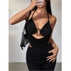 image:imageMakeMeChic Womens Cowl Neck Halter Rave Tops Y2k Backless Open Back Going Out TopsBlack
