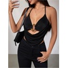 image:imageMakeMeChic Womens Cowl Neck Halter Rave Tops Y2k Backless Open Back Going Out TopsBlack