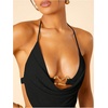 image:imageMakeMeChic Womens Cowl Neck Halter Rave Tops Y2k Backless Open Back Going Out TopsBlack Sparkly