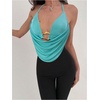 image:imageMakeMeChic Womens Cowl Neck Halter Rave Tops Y2k Backless Open Back Going Out TopsBlue