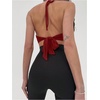image:imageMakeMeChic Womens Cowl Neck Halter Rave Tops Y2k Backless Open Back Going Out TopsBurgundy Red