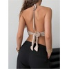 image:imageMakeMeChic Womens Cowl Neck Halter Rave Tops Y2k Backless Open Back Going Out TopsKhaki