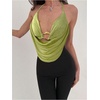 image:imageMakeMeChic Womens Cowl Neck Halter Rave Tops Y2k Backless Open Back Going Out TopsOlive Green