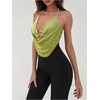 image:imageMakeMeChic Womens Cowl Neck Halter Rave Tops Y2k Backless Open Back Going Out TopsOlive Green