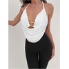 image:imageMakeMeChic Womens Cowl Neck Halter Rave Tops Y2k Backless Open Back Going Out TopsWhite