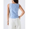 image:imageMakeMeChic Womens Cut Out Striped Tank Tops Crew Neck Zipper Sleeveless Dressy ShirtBlue