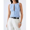 image:imageMakeMeChic Womens Cut Out Striped Tank Tops Crew Neck Zipper Sleeveless Dressy ShirtBlue