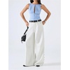 image:imageMakeMeChic Womens Cut Out Striped Tank Tops Crew Neck Zipper Sleeveless Dressy ShirtBlue