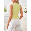 image:imageMakeMeChic Womens Cut Out Striped Tank Tops Crew Neck Zipper Sleeveless Dressy ShirtLight Yellow